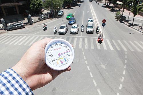 hot weather in hanoi in the road